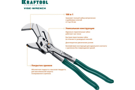 Купить Клещи переставные-гаечный ключ KRAFTOOL 22065 Vise-Wrench 250/50мм 2'' фото №4